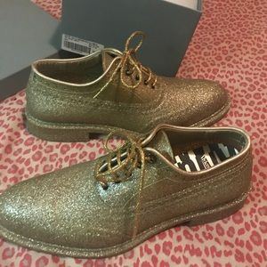 Brogue Lace Up Oxfords in Gold Glitter 42